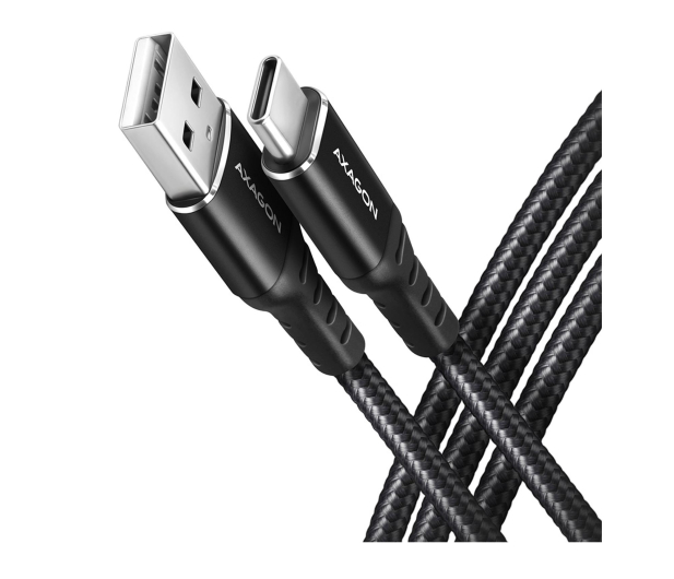 AXAGON BUCM-AM20AB Kabel USB-C - USB-A, 2m, USB 2.0, 3A, ALU, oplot, Czarny - 1353465 - zdjęcie